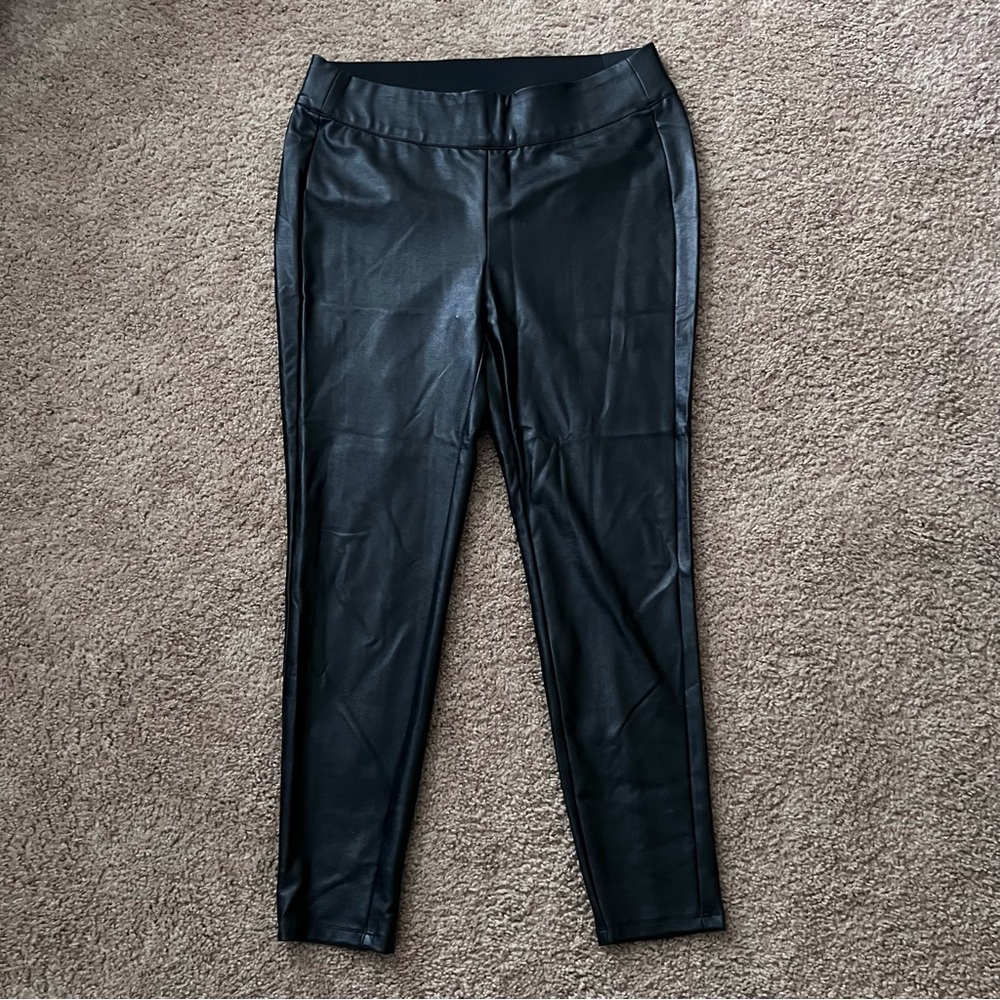 Lane Bryant Black Polyurethane Leggings